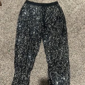 Black Sequin Joggers